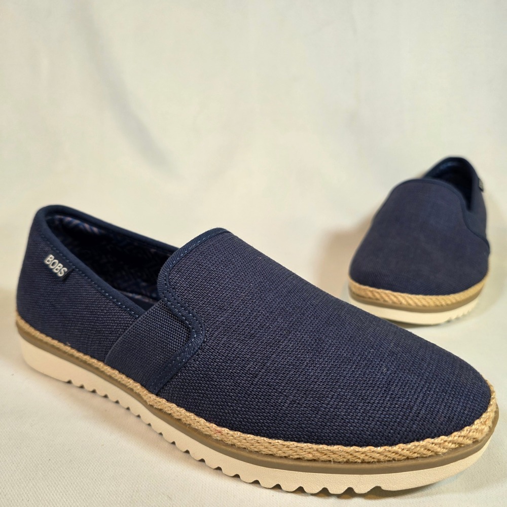 NWOT BOBS by Skechers Womens 9W Navy Blue Flexpadrille Flats Coastal Minimalist